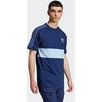 Adidas Originals Mens 3-Stripe Panel T-Shirt - Night Indigo/Clear Sky