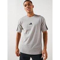 Adidas Sportswear Mens Essentials 3-Stripe Single Jersey T-Shirt - Grey