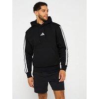 Adidas Sportswear Men'S Essential 3-Stripe Overhead Fleece Hoodie - Black