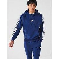 Adidas Sportswear Men'S Essential 3-Stripe Overhead Fleece Hoodie - Blue