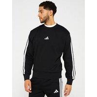 Adidas Sportswear Men'S Essential 3-Stripe Fleece Sweatshirt - Black