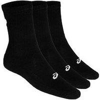 Asics Unisex Running 3 Pack Crew Socks - Black