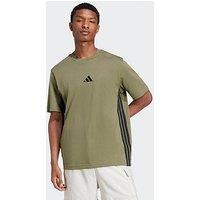 Adidas Sportswear Mens Essentials 3-Stripe Single Jersey T-Shirt - Green