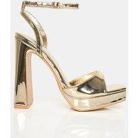 Public Desire Wide Fit Resist Platform Heels - Gold