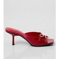 Public Desire Croia Heart Heeled Mule - Patent - Red