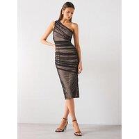 Mango Asymmetric Mesh Dress - Black