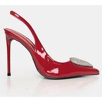 Public Desire Elvis Heart Detail Sling Back - Red