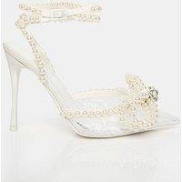Public Desire Midnight Lace Heeled Shoes - White