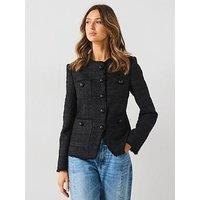 Mango Tweed Button Jacket - Black