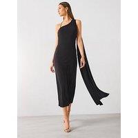 Mango Asymmetrical Bow-Neck Dress - Black