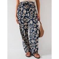 V By Very Curve Aztec Wide Leg Trouser - Print