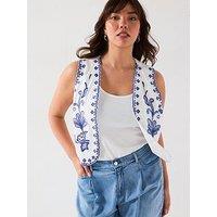 V By Very Curve Embroidered Waistcoat - Multi