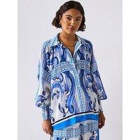 V By Very Oversized Printed Shirt Co-Ord - Blue