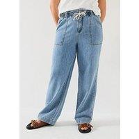 V By Very Curve Waist Detail Straight Leg Jean - Light Wash