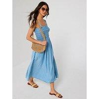 V By Very Supersoft Smock Top Denim Dress - Light Wash