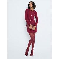 River Island Button Shoulder Shift Mini Dress - Dark Red