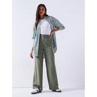 V By Very Wide Leg Trousers - Khaki