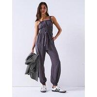 V By Very Zip Front Jumpsuit - Grey
