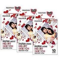 Fujifilm Instax Instax Mini Instant Photo Film - Heart Sketch, 30 Shot Pack