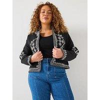 V By Very Curve Embroidered Jacket - Black