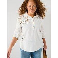V By Very Curve Applique Crochet Shirt - White
