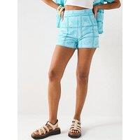 V By Very Contrast Broderie Short Co-Ord - Blue