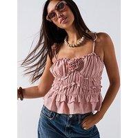 V By Very Corsage Ruffle Cami - Pink