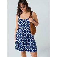 V By Very Curve Strappy Mini Dress - Print