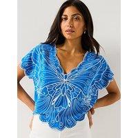 V By Very Batwing Butterfly Top - Blue