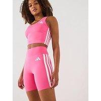 Adidas Womens Train Essentials 3 Stripe Crop Tank - Pink
