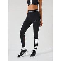 Adidas Womens Training Tech Fit 3 Stripe 7/8 Tights - Black