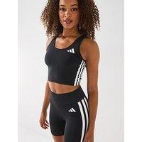 Adidas Womens Train Essential 3 Stripe Crop Tank - Black