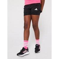 Adidas Junior Girls Training Pacer 2In1 Shorts - Black/White