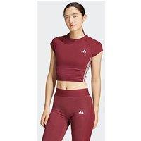 Adidas Womens Training Hyperglam Crop T-Shirt - Burgundy - Red