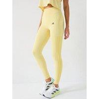 Adidas Womens Training Optime 3 Stripe 1/1 Tights - Powder Yellow