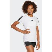 Adidas Junior Girls Train Essentials 3 Stripe T-Shirt - White