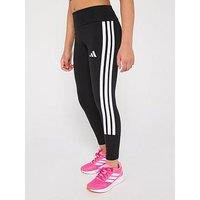 Adidas Junior Girls Train Essentials 3 Stripe Tights - Black/White