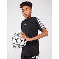 Adidas Junior Boys Train Essentials 3 Stripe T-Shirt - Black - Black/White