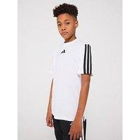 Adidas Junior Boys Train Essentials 3 Stripe T-Shirt - White