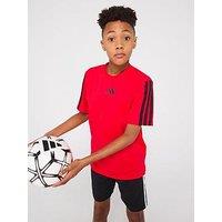 Adidas Junior Boys Train Essentials 3 Stripe T-Shirt - Red