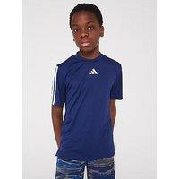 Adidas Junior Boys Train Essentials 3 Stripe T-Shirt - Navy