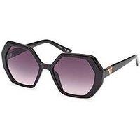 Guess Geometric Oversized Sunglasses - Shiny Black