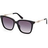 Guess Square Metal Frame Sunglasses - Shiny Black