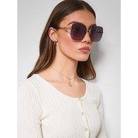 Guess Square Metal Frame Logo Sunglasses - Black/Other