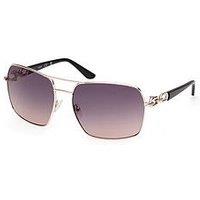 Guess Navigator Metal Frame Sunglasses - Shiny Rose Gold