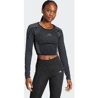 Adidas Womens Training Seamless Long Sleeve Crop Top - Black