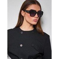 Guess Square Large Logo Sunglasses - Shiny Black
