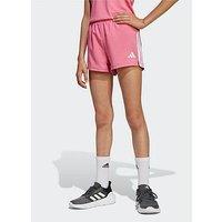 Adidas Junior Girls Train Essentials 3 Stripe Shorts - Pink
