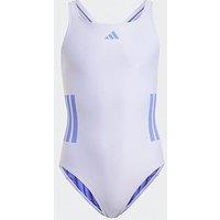 Adidas Junior Girls 3 Stripe Swimsuit - Purple