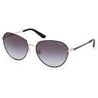 Guess Round Metal Frame Sunglasses - Matte Black